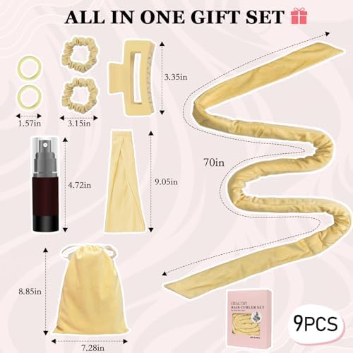ZILAMPU Heatless Curls Overnight No Heat Hair Curlers to Sleep In - Yellow - Image 5