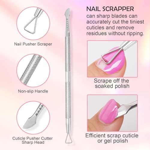 Makartt 3-Pack Silver Cuticle Nipper Set, Pusher & Nail Trimmer - Image 4