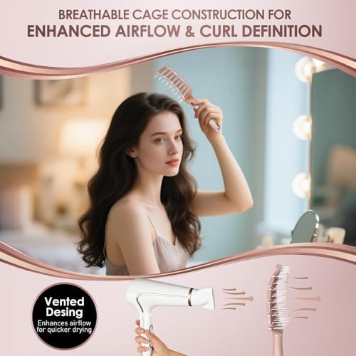 SHINLEA Detangling Brush for Curly Hair, Vented Curved Detangler Brush Faster Blow Drying, Wet Dry Hair Brush for Thick Wavy Fine Hair, Hairbrush for Women Men Kids - Image 3