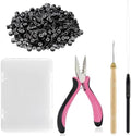 JIAMEISI Hair Extension Tool Kit, 500 Micro Rings Black by JIAMEISI