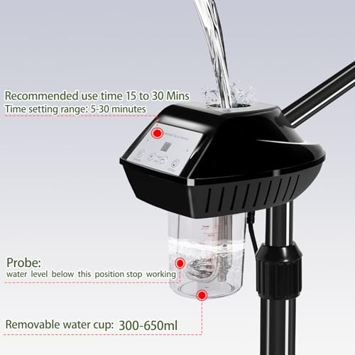Face Steamer Professional,Steamer for Facial on Wheels,Ozone Face Steamer for Deep Facial Cleansing - Image 4