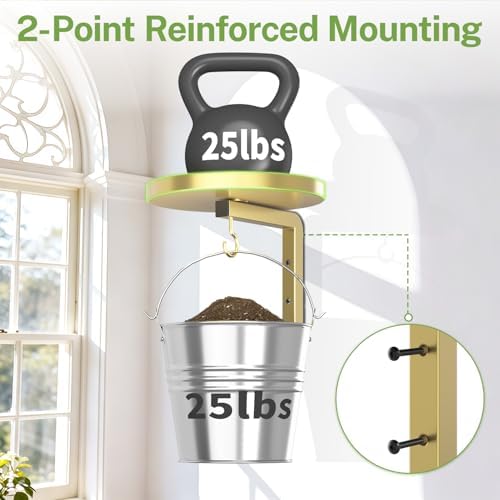 Plant Wall Hanger Holder Set of 2 for Indoor Outdoor, Gold - Image 3