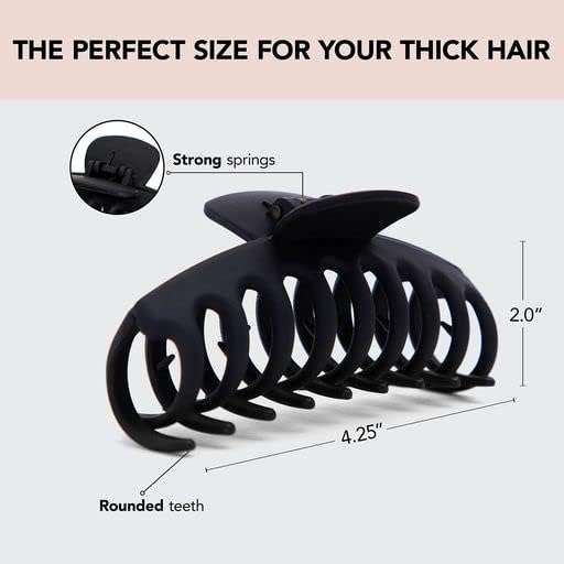 Kitsch Large Hair Clips For Women - Black & Tortoise, 2pcs - Image 2