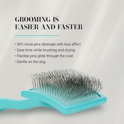 Chris Christensen Big G Dog Slicker Brush for Dogs (Goldendoodles, Labradoodles, Poodles), Groom Like a Professional, Fluff Detangle Style, Saves Time Energy, Teal, Large - Image 3