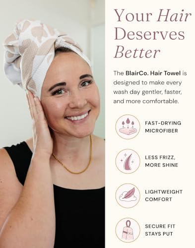 New Microfiber Hair Towel Collection – Dune Bloom Quick Dry Hair Towel Wrap for Women – Anti-Frizz Microfiber Hair Turban for Long, Curly & Thick Hair with Large Loop Closure - Image 5