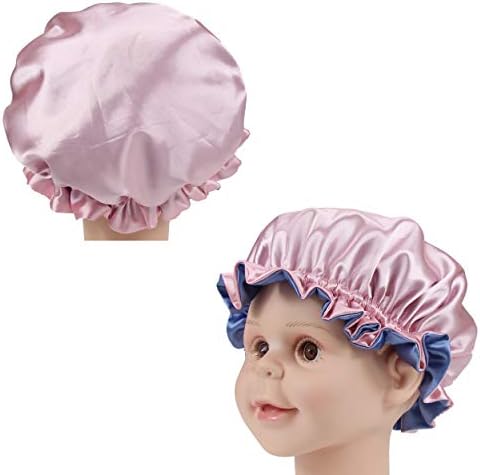 Kids Satin Bonnet Sleeping Cap Adjustable Silky Bonnet Double Layered Reversible Hair Bonnet Silky Night Hat for Toddler Child Baby - Image 6