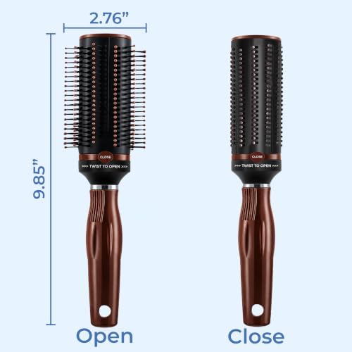 Detangler Self-Cleaning Retractable Hair Brush for Women - Brown - Image 3
