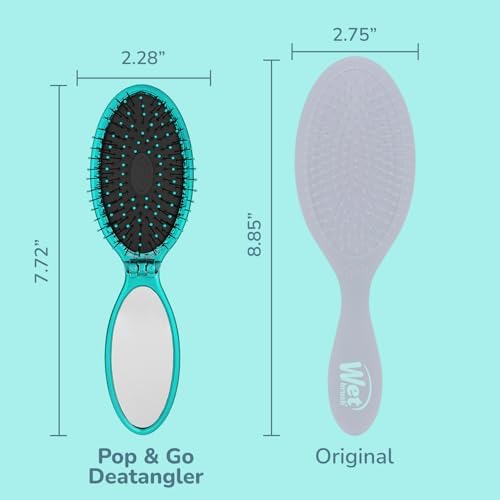 Wet Brush Pop Go Detangler, Blue Teal - Foldable, On-The-Go Design, Travel Brush, Ultrasoft IntelliFlex Bristles, Detangling Hairbrush, Built-In Mirror Handle, Wet & Dry, All Hair Types - Image 4