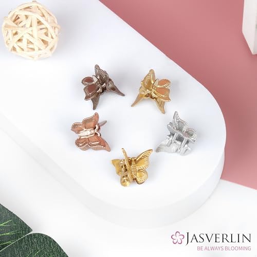 JASVERLIN Metallic Mini Butterfly Hair Clips, Mini Claws 50 Count - Image 7