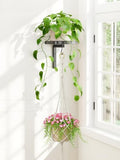 Wall Plant Holder with Macrame Hanger for Indoor Outdoor, Black by iDavosicly