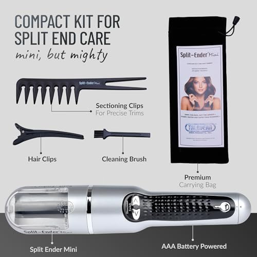 Split-Ender Mini – Original Cordless Split End Hair Trimmer for Dry, Damaged, Brittle, Frizzy, Curly or Straight Hair 3 AAA Battery Operated Hair Clipper for Home Use – Silver - Image 4
