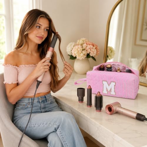 Personalized Hair Tool Travel Bag for Dyson,Pink Initial M - Image 3