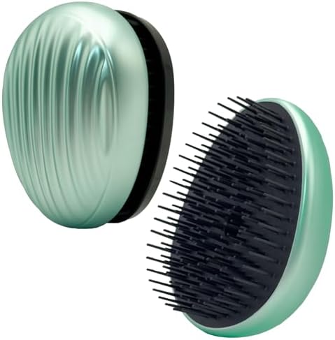 WYNK Mini Travel Detangling Hairbrush Detangler with Cover, Matte Green by WYNK