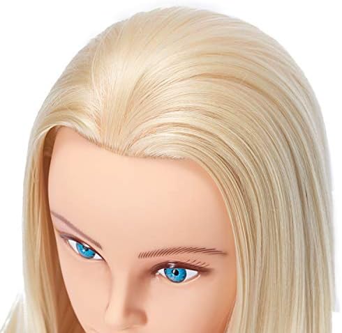 26-28'' Mannequin Head Synthetic Fiber Hair Styling Training Head Dolls for Cosmetology Manikin Maniquins Practice Head with Stand (6611W61320) - Image 4