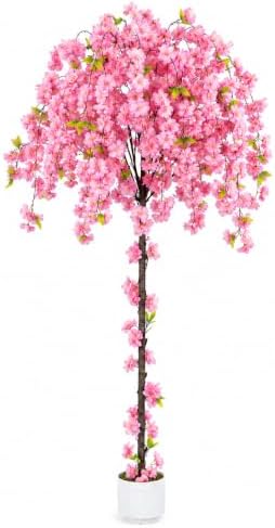 6FT Artificial Cherry Blossom Tree, Faux Sakura Tree for Indoor by Jcezvnt