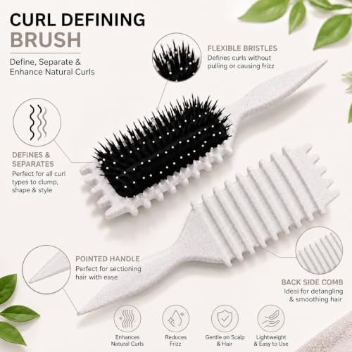 Curl Defining Brush, Curly Hair Brush for Styling, Shaping, Detangling & Defining Curls for Women and Men, Curl Brushes for Curly Hair Work on all Wet or Dry Hair Types (Beige) - Image 4