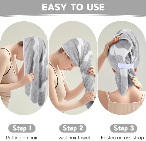 SUNLAND Microfiber Hair Towel 40 X 20 inch 2Pack - Image 5