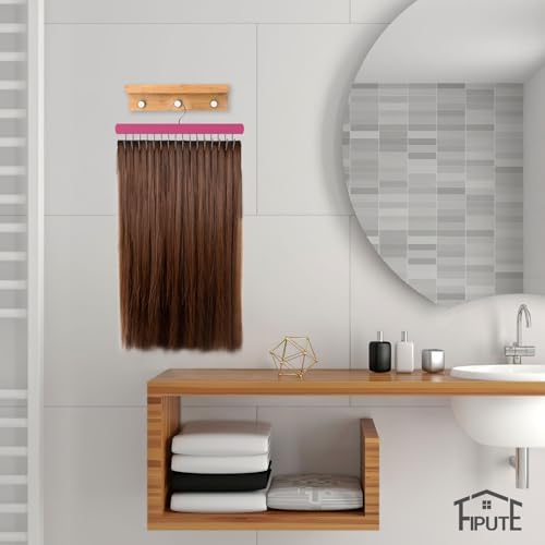 2PACK Hair Extension Holder with 16 Hooks, Hair Extension Hanger for Holding Extra Wide Weft/Styling/Air-Drying/Coloring, Braiding Hair Rack for Barber Shop/Home, 2PACK - PINK - Image 5