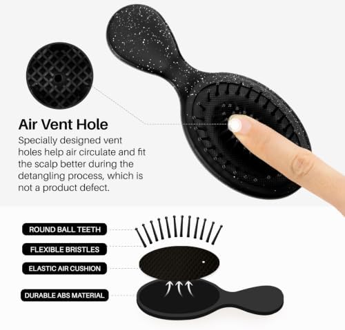Mini Hair Brush for Women, Travel Size Hair Brush for Purse(Black with Dot) - Image 4