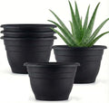 RooTrimmer 5 Pack 10 Inch Plant Pots Plastic Planters with Drainage Holes & Plugs,Lightweight Flower Pots for Indoor Outdoor Plants,Flowers,Monstera,Snake Plant,Home Garden(Black) by RooTrimmer