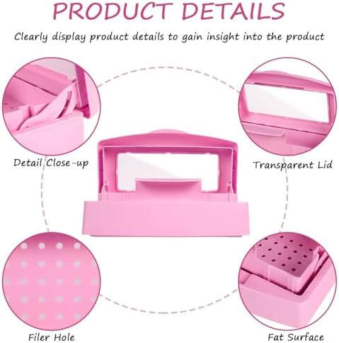 Nail Tool Sterilizer Box Disinfectant Jar Plastic Disinfectant Container Suitable for Nail Tools Hair Salons Beauty Centers and Manicure and Nail Equipment(Pink) - Image 3