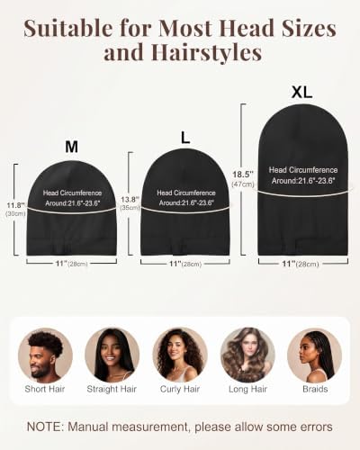 AWAYTR Satin Bonnet for Sleeping, Adjustable Curly Hair Cap for Women Men - Image 2