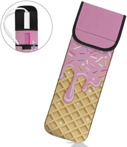 Flat Iron Case Holder Silicone Ice Cream Heat Resistant Neoprene Curling Iron Straightener Holder Cover Bag and Silicone Travel Mat for Travel Daily Long-Term Use - Image 2