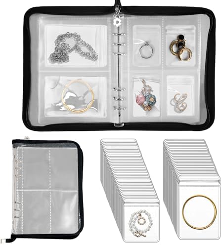 Travel Jewelry Organizer Transparent Jewelry Storage Book Set Black by Uprony