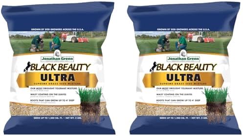 Jonathan Green Black Beauty Ultra Grass Seed for Sun or Shade Lawns, All Grass Types, 3 lb Bags (2 Pack), Covers Up to 2400 sq ft, Fescue Ryegrass Kentucky Bluegrass Blend by FactoryHardwareStore