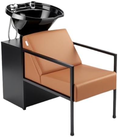 OmySalon Salon Shampoo Bowl and Chair, Hair Washing Station w/Tilting Sink & Storage Cabinet, Backwash Barber Chair for Barbershop Beauty Spa Massage Hairdressing by OmySalon