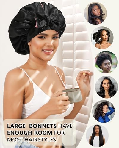 AWAYTR Double Layer Satin Bonnet for Women, Reversible Sleep Hair Wrap - Image 6