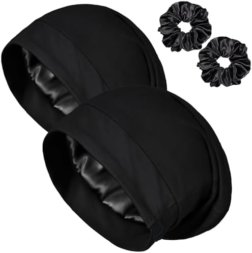 Satin Bonnets for Sleeping Adjustable Silk Lined Bonnet Sleep Cap Hair Wrap by ROYBENS