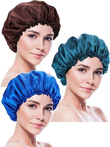 Blulu 3 Pcs Large Satin Silk Bonnet,Sapphire Blue, Coffee, Peacock Blue by Blulu