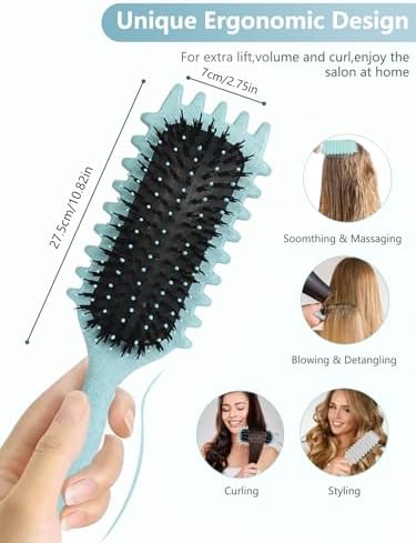 Blue Curl Defining Brush for Curly Hair – Detangling & Styling Brush for Women & Men, Defines 2A to 4C Curls, Reduces Frizz, Perfect for Wet & Dry Hair (Blue) - Image 6