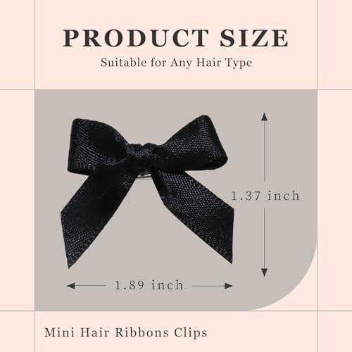 30PCS Bow Hair Clips 3 Colors Mini Hair Bows Kawaii Hair Ribbon Clips Black Pink Satin Bow Hair Accessories for Women Girls - Image 3