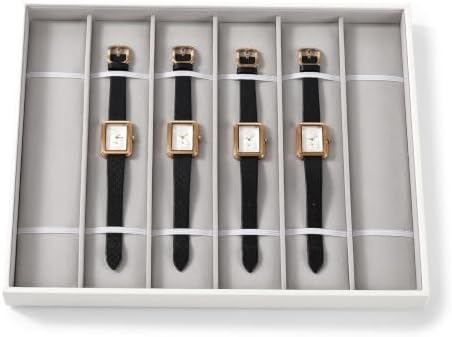 6 Slot Watch Tray, Watch Organizer for Drawer & Dresser White by Papten