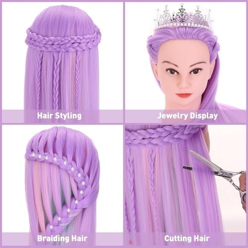 Mannequin Head, TopDirect 29" Hair Mannequin with Cosmetology Hair Doll Head to Practice on Styling Hairdressing Training Braiding with Clamp Holder & Tools for Women Girls - Image 3