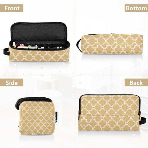 Hair Tools Travel Bag with Heat Resistant Mat 2-in-1 Hot Tools Travel Bag Organizer Flat Curling Iron Travel Case for Straightener Yellow Quatrefoil - Image 5
