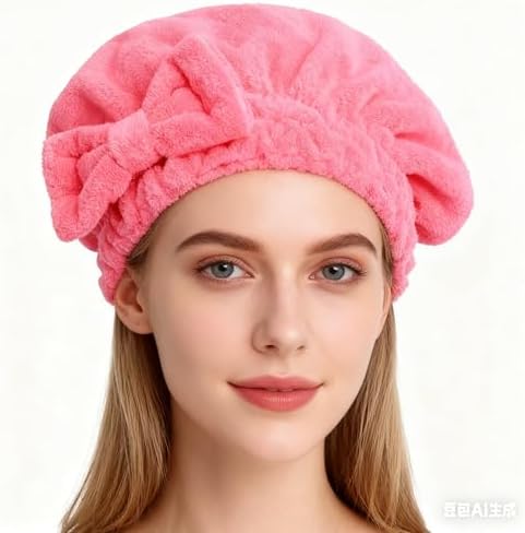HOPESHINE Microfiber Hair Towel Cap for Women Wet Short or Long Curly Hair Super Absorbent Quick Dry Turbans Anti Frizz Great Gift for Women and Girls (Rose red, 1) - Image 4