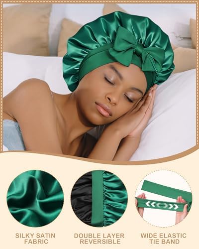 AWAYTR Double Layer Satin Bonnet for Women, Reversible Sleep Hair Wrap - Image 6