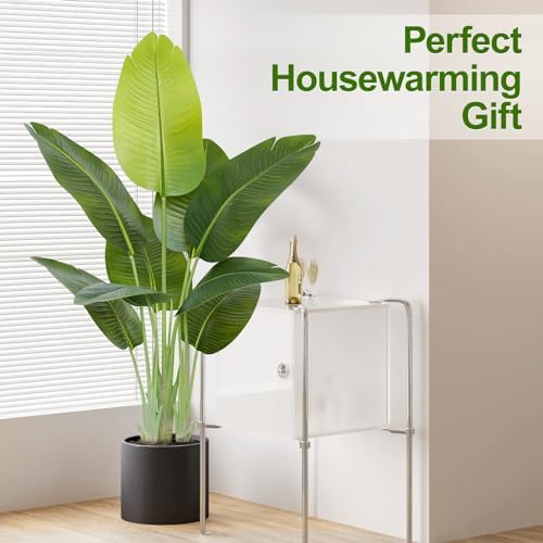 Lifelike Bird of Paradise Artificial Plant 4ft Faux Banana Leaf Tree with 9 Trunks for Home Decor - Perfect Indoor Silk Floor Plant for Living Room, Office, and Bedroom Ambiance Enhancement - Image 2