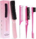 Slick Back Hair Brush for Smooth Flyaways, Frizz, Sleek Ponytail, Buns and Edge Baby Hair | Slickback Brushes Hair Comb, Edge Brush, Teasing Brush Styling Accessories for Girls, Kids, Women & Men by Goiple