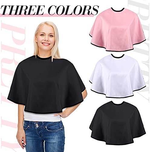 3 Pieces Makeup Capes for Clients Makeup Bibs Comb-out Beard Aprons Hair Dye Aprons Styling Shampoo Capes Hair Salon Shorty Cape Barber Short Smock for Hair Beauty Artist Accessories, 3 Colors - Image 3