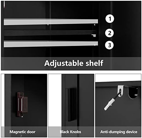 usikey 67'' Tall Storage Cabinet with 4 Shelves & 2 Doors, Bathroom Cabinet with 1 Drawer, Narrow Storage Cabinets for Bathroom, Living Room, Home Office, Black - Image 6