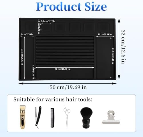 Magnetic Barber Mat for Clippers, Station Organizer with 6 Magnets - Image 2