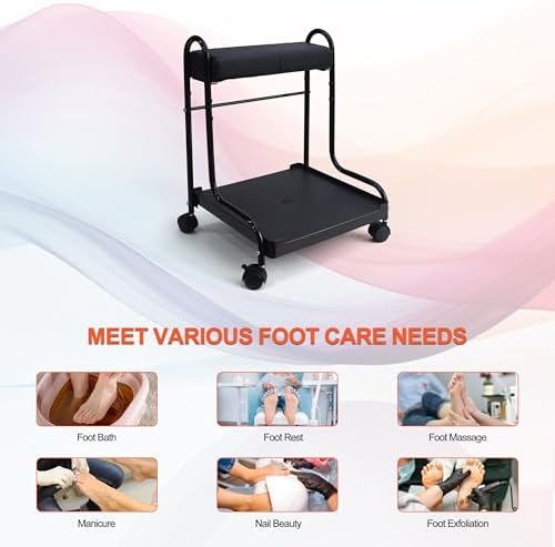 Elitzia 3-Height Pedicure Cart with PU Cushion Salon Spa Carts - Image 3