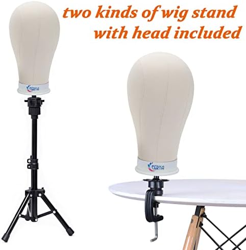 EERYA 22 Inch Wig Head Stand - Tripod Wig Mannequin for Styling, Displaying - Light Brown - Image 5