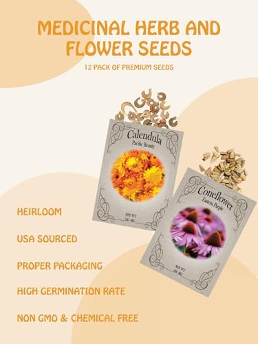 Medicinal Herb and Flower Set - 12 Varieties of Non-GMO & Heirloom Flowers and Herbs - Basil, Cilantro, Calendula, Lavender, Sage, & More! - Image 4