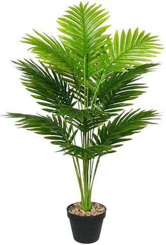 Artificial Plant in Pot Fake Tree Trunks Leaves Faux Potted for Indoor Outdoor Modern Decoration Home Office Living Room Bedroom Balcony Housewarming Gift (80cm Tall Palm) by Rozwkeo