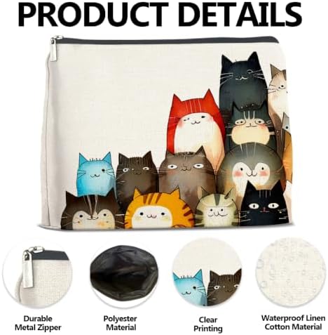 LyoGao Funny Cartoon Cat Makeup Bag, Cat Lover Cosmetic Bag Gifts for Women - Image 3